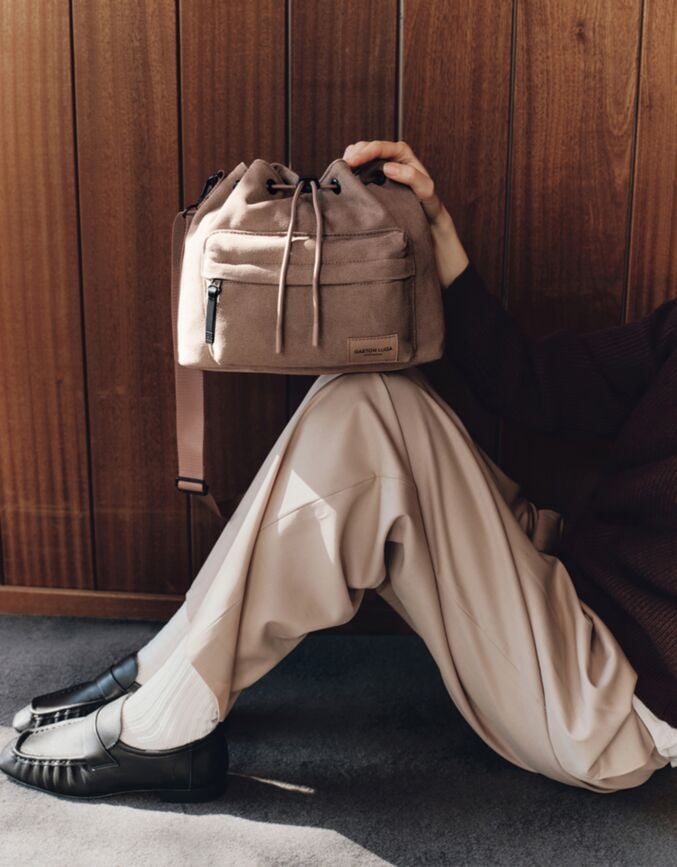 Spläsh Bucket Crossbody Weave Dusty Brown