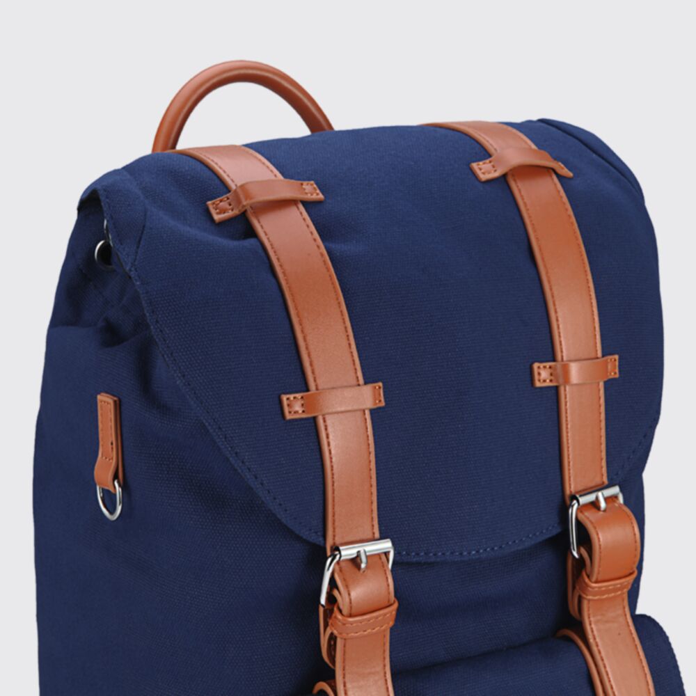 backpack with red and white stripes inside