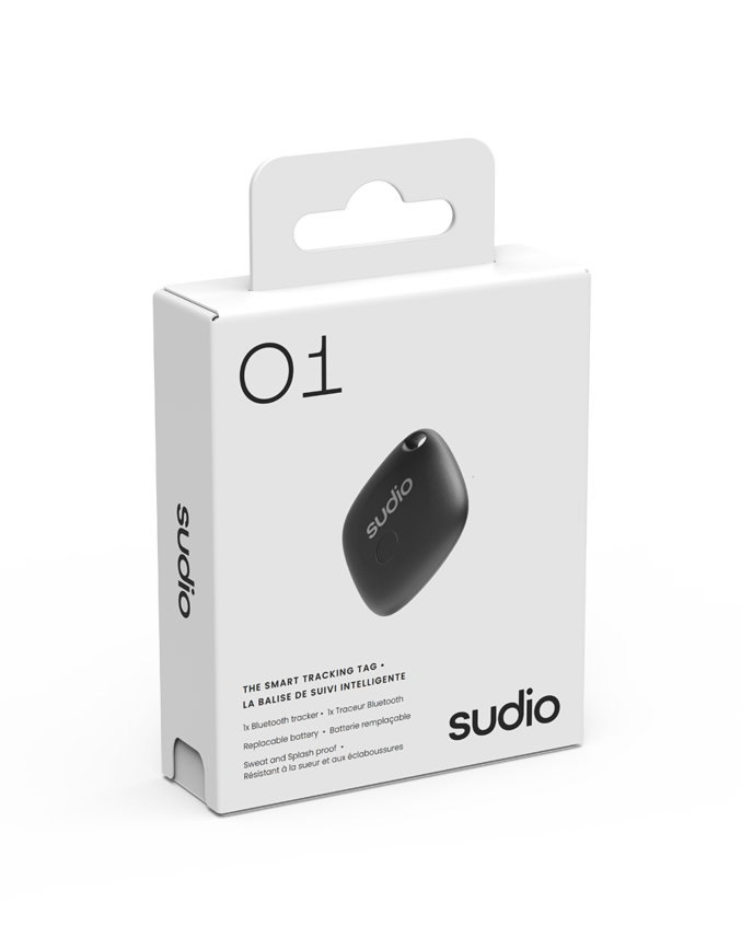 The Smart Tracking Tag Sudio O1 Black (Works with Apple Find My) Black