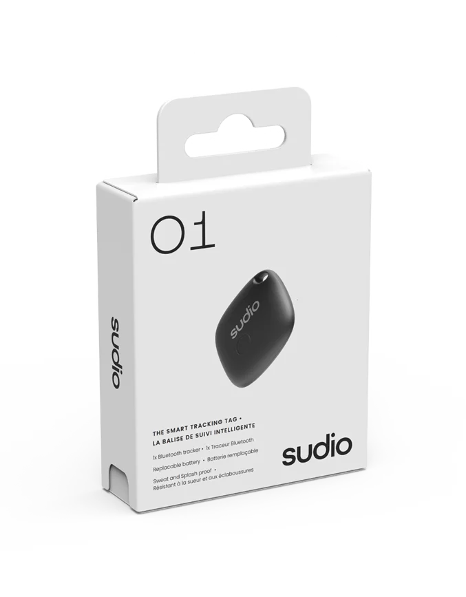 The Smart Tracking Tag Sudio O1 Black (Works with Apple Find My) Black