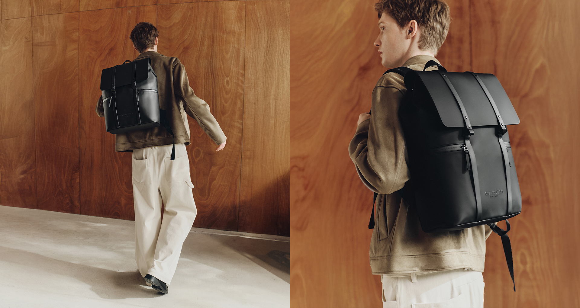 16-inch waterproof vegan recycled material backpack by Gaston Luga