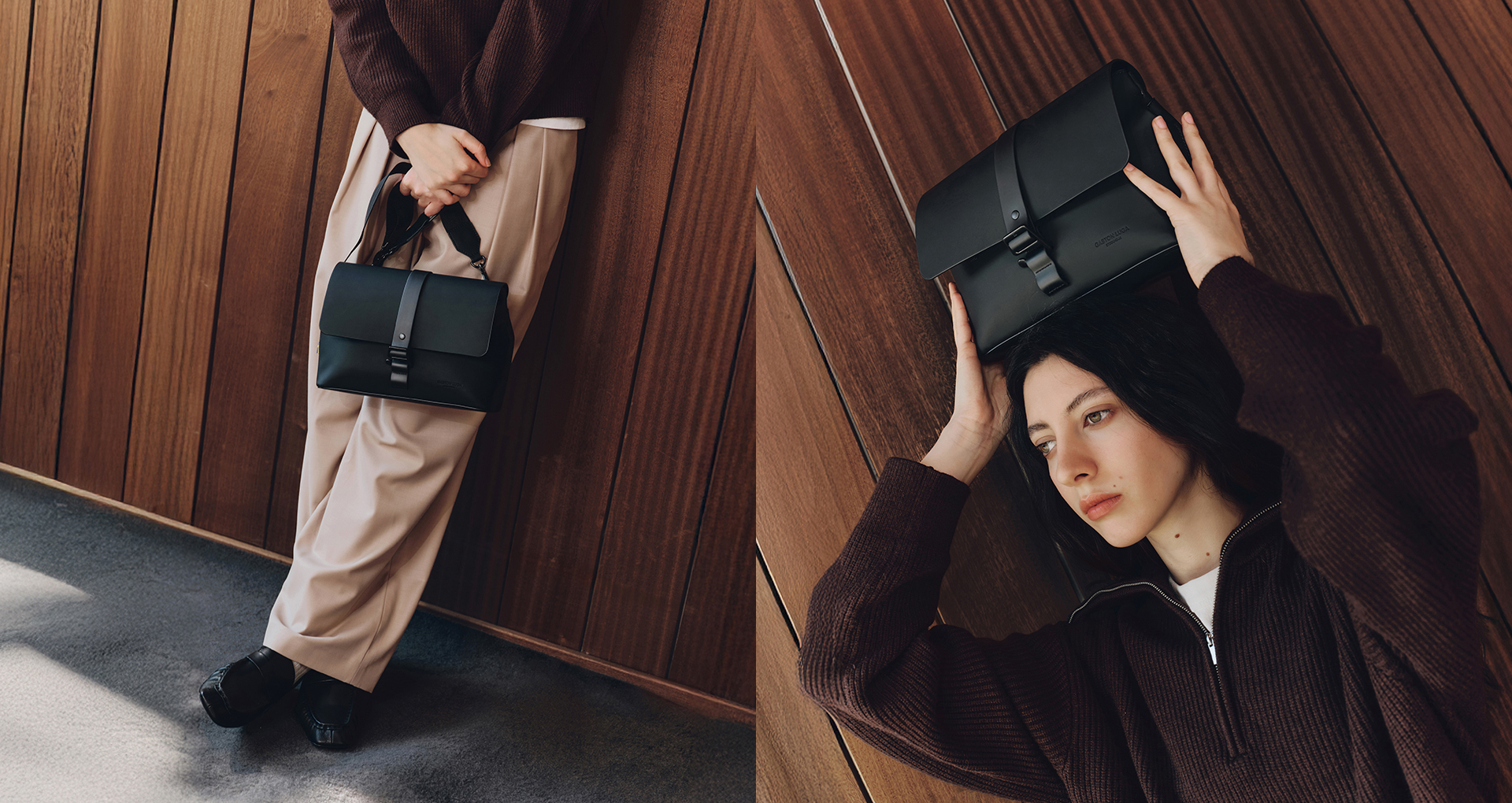 waterproof vegan recycled material crossbody bag medium and large by Gaston Luga