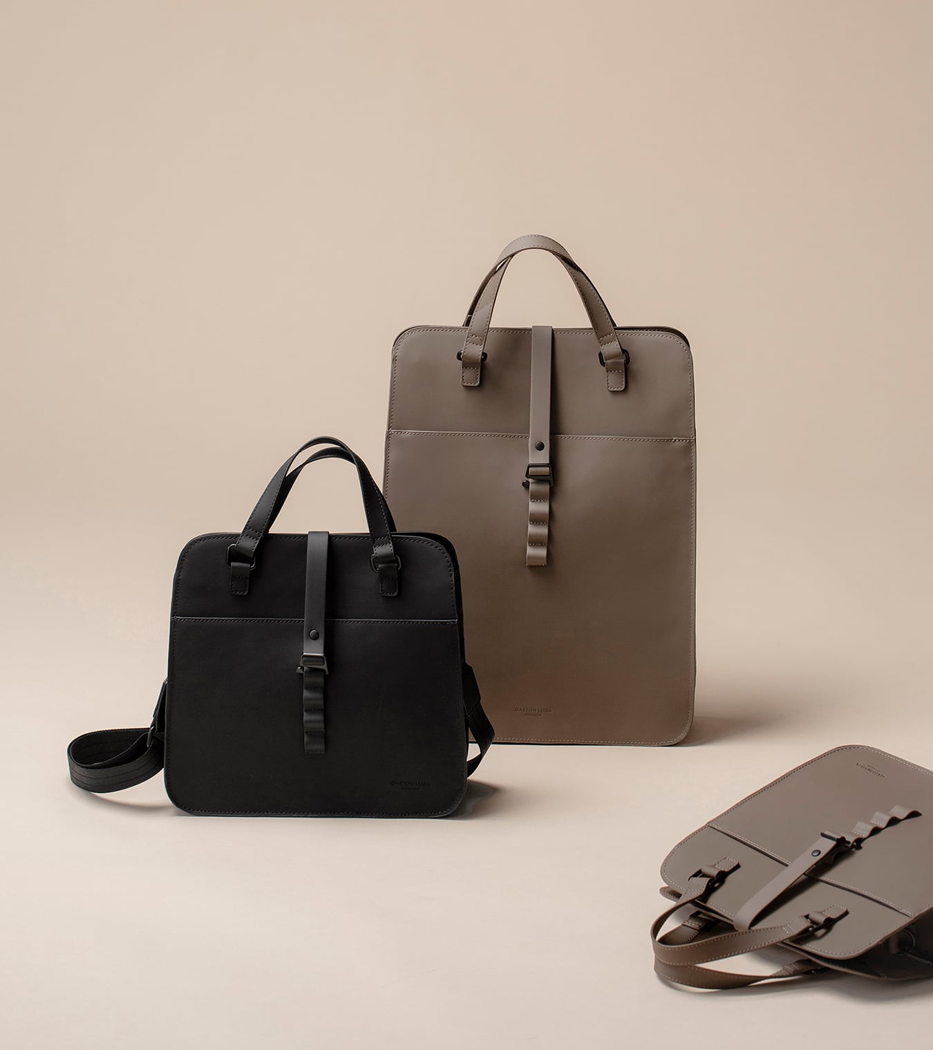 Model carrying a black Cleo Backpack